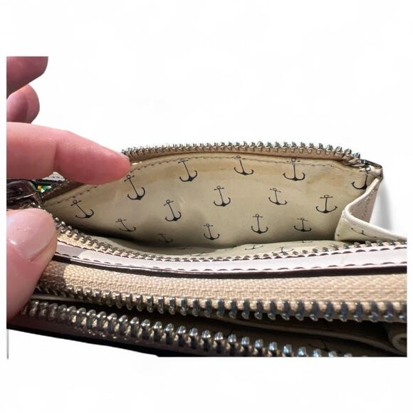 Brighton Anchor Leather Zip Around Tech Wallet Wristlet Organize Nautical Preppy - Picture 8 of 10